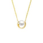 Gold discreet BDSM necklace with pearl for submissives, shown as elegant day collar jewelry.