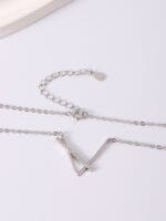 Hidden Message Necklace – Sterling Silver V Necklace with Good Girl Engraving - Image 2