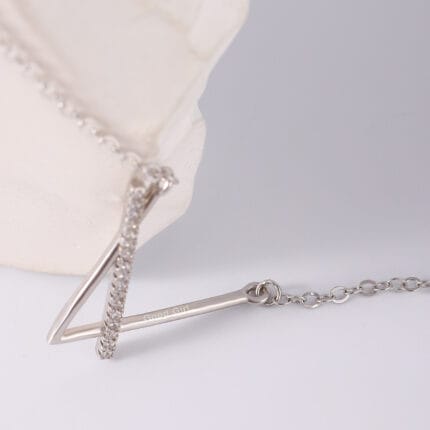 Sterling silver V necklace engraved Good Girl, discreet submissive jewelry for daily BDSM devotion