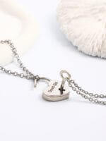 Lockable BDSM collar necklace with engraved heart pendant and matching key for submissive jewelry wear