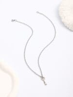 Lockable BDSM collar necklace with engraved heart pendant and matching key for submissive jewelry wear