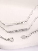 Sterling Silver Double-Chain Bracelet with One Engraved Plate - Image 3