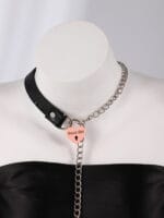 Lockable BDSM Collar – Heart Padlock with Matching Key - Image 10