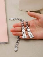 Permanent Locking Bracelet for Submissive – Interlocking Stainless Steel Cuffs with Hidden Message - Image 2