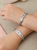 Permanent Locking Bracelet for Submissive – Interlocking Stainless Steel Cuffs with Hidden Message - Image 3