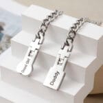 Permanent locking bracelet for submissive partners. Interlocking cuffs with hidden message. A discreet, symbolic gift of D/s connection and devotion.