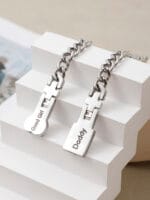 Permanent Locking Bracelet for Submissive – Interlocking Stainless Steel Cuffs with Hidden Message - Image 8