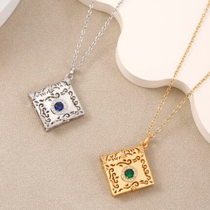 Daddys Good Girl engraved necklace with hidden message and Gothic booklet design