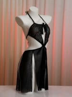 Gorean Kajira dress, high slit nightgown, backless lingerie dress, sheer double slit dress, kajira costume lingerie, submissive lingerie dress