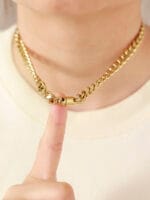 Hex Lock collar BDSM, Gold Cuban chain BDSM collar with hex lock engraved "Good Girl"