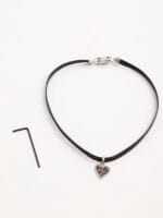 BDSM Heart Collar – Leather Submissive Locking Necklace - Image 2