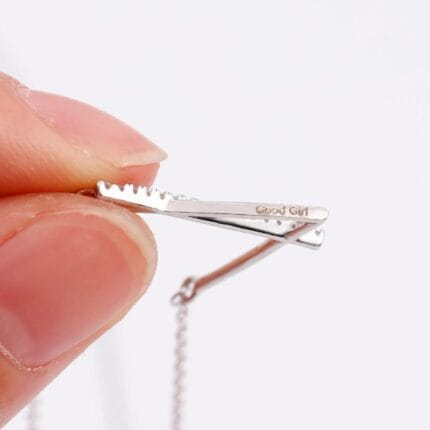 Hidden message necklace within Sterling silver submissive necklace with V design and hidden Good Girl message. A discreet day collar.