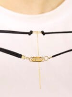 Sterling silver O-ring collar with soft flannel strap and Good Girl engraved clasp — a discreet BDSM day collar for subtle, daily submission and devotion.