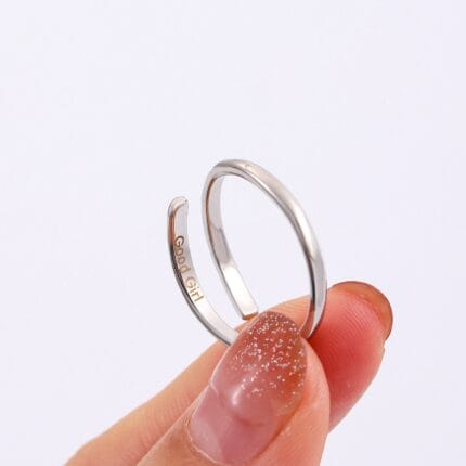 Sterling silver submissive ring with hidden Good Girl engraving — adjustable discreet BDSM jewelry for daily devotion and intimate submission.
