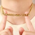 Hex Lock collar BDSM, Gold Cuban chain BDSM collar with hex lock engraved "Good Girl"