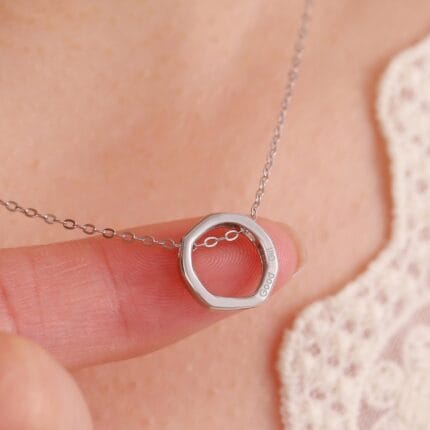 Sterling silver O-ring submissive necklace engraved with Good Girl, discreet BDSM day collar