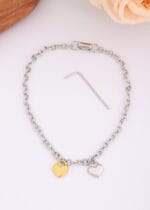 Lockable Submissive Collar – Dual Heart Mixed Metals BDSM Choker - Image 3