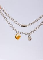 Lockable Submissive Collar – Dual Heart Mixed Metals BDSM Choker - Image 2