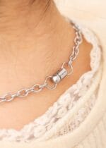 Lockable Submissive Collar – Dual Heart Mixed Metals BDSM Choker - Image 5