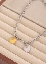 Lockable Submissive Collar – Dual Heart Mixed Metals BDSM Choker - Image 6