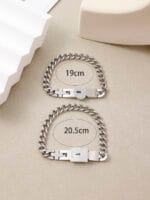Permanent Locking Bracelet for Submissive – Interlocking Stainless Steel Cuffs with Hidden Message - Image 7