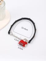 Lockable BDSM collar with pink “Good Girl” combination padlock and chain O-ring front