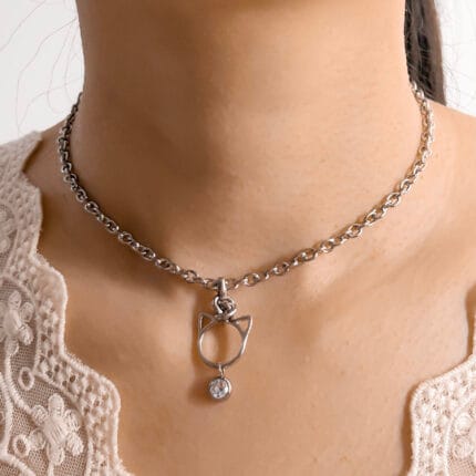 Petplay submissive necklace with kitten ears and hex lock transforms submission into daily devotion. Elegant, discreet, and locked with love.