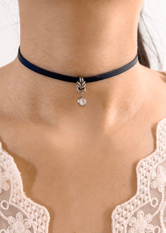 locking submissive collar. Faux leather, hex lock, discreet symbolism—designed for devotion, worn as a day collar.