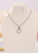 Eternity Collar – Pearl Drop O-Ring Necklace with Hex Lock - Image 6