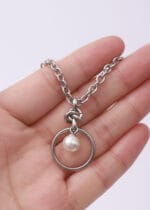 Eternity Collar – Pearl Drop O-Ring Necklace with Hex Lock - Image 2