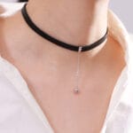 Submissive day collar necklace with “Owned” engraved pendant and faux leather choker