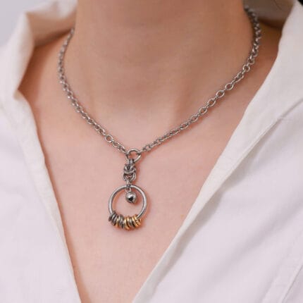 Stainless steel Morse code submissive collar with hidden message O-ring and discreet BDSM design