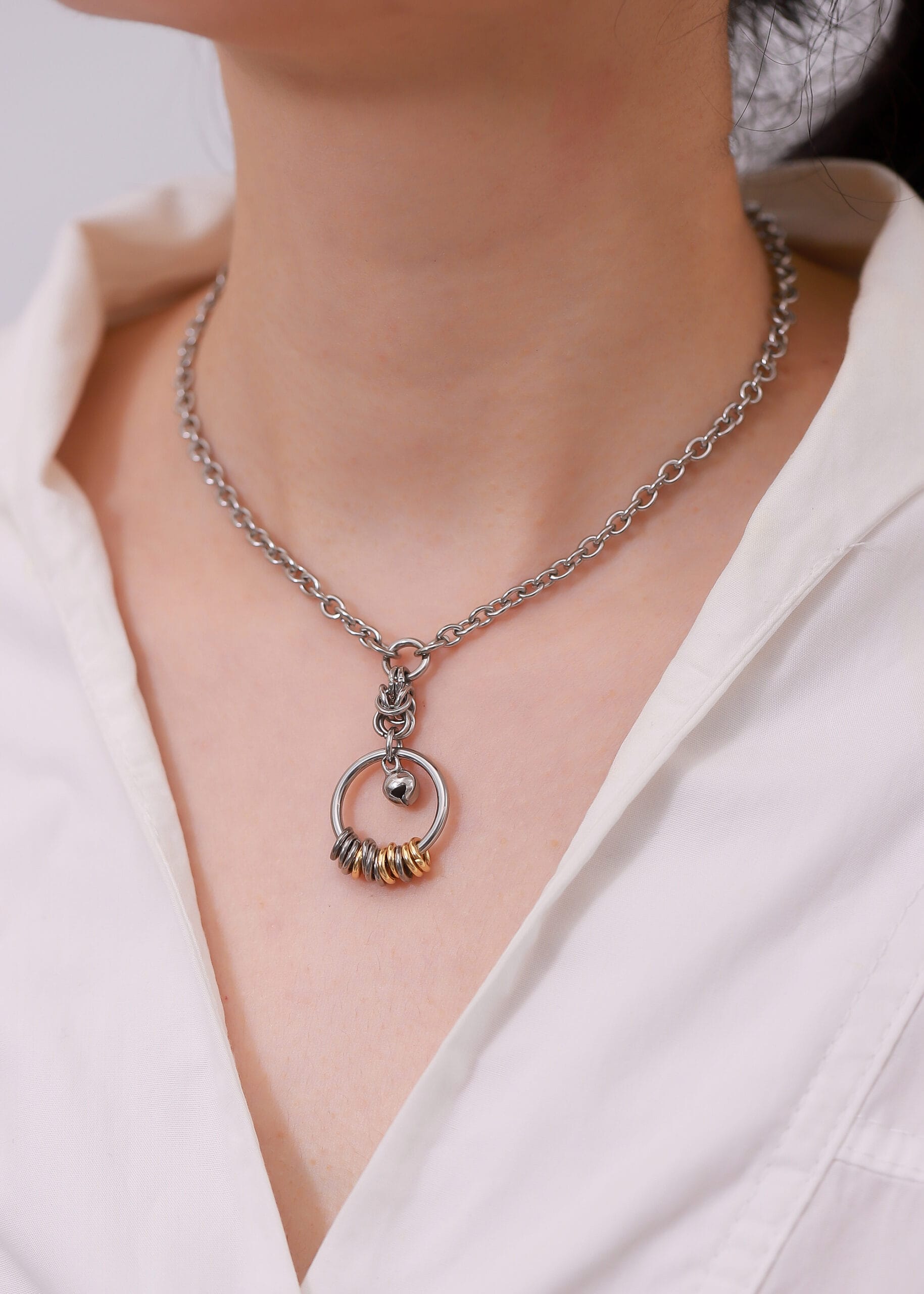 IMG_9517 Stainless steel Morse code submissive collar with hidden message O-ring and discreet BDSM design