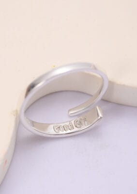 Engraved adjustable eternity ring, 925 sterling silver