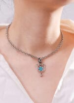 Lockable Kitten Collar – Blue Flower Pendant with Engraving Option - Image 5