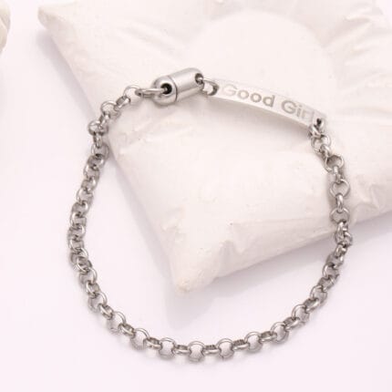 Stainless steel lockable BDSM anklet with Good Girl engraving