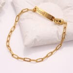 Engraved BDSM anklet with stainless steel hex clasp and hidden submissive message