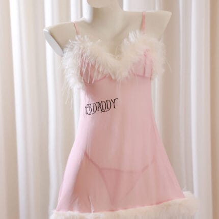 Yes Daddy honeymoon submissive lingerie dress in sheer pink