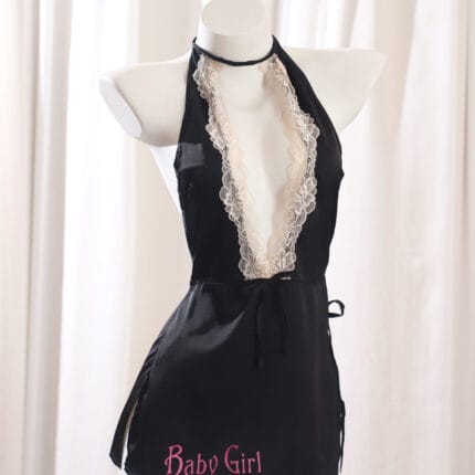 Baby Girl training slave outfit in black lace submissive dress