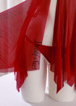 Sheer red kajira dress with bows – Gorean slave outfit for rituals and submissive ceremonies.