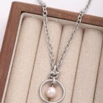 pink submissive jewelry necklace with pearl, discreet submissive collar, romantic BDSM jewelry, Good Girl necklace