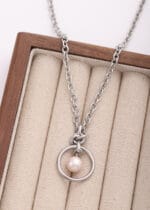 pink submissive jewelry necklace with pearl, discreet submissive collar, romantic BDSM jewelry, Good Girl necklace