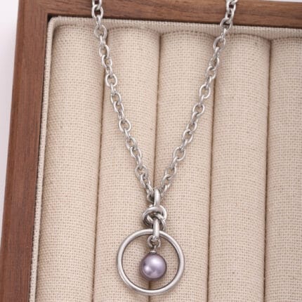 purple BDSM jewelry choker with pearl pendant, eternity collar for submissive women, kajira symbolism necklace, ritual collar with royal pearl