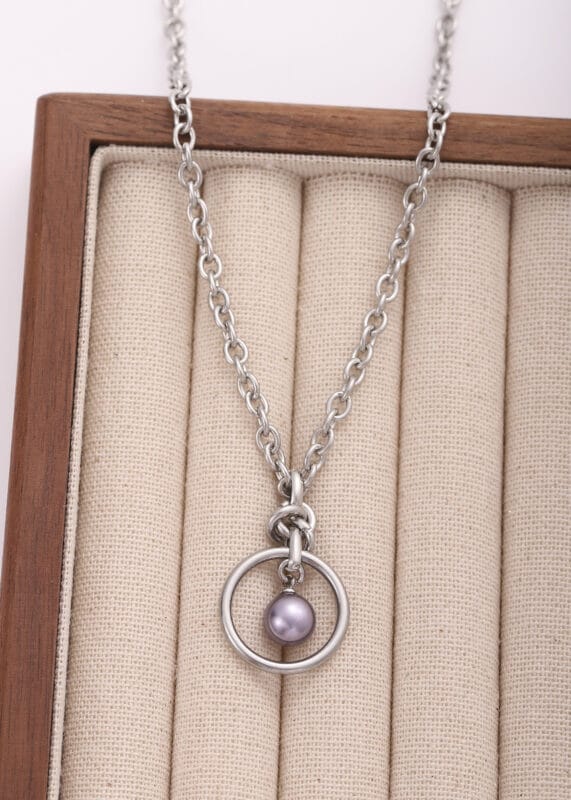 purple BDSM jewelry choker with pearl pendant, eternity collar for submissive women, kajira symbolism necklace, ritual collar with royal pearl