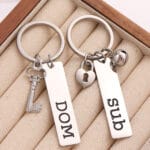 Dom Sub keychain set, engraved couple keychains, BDSM jewelry lock and key set, symbolic D/s gift set, ownership jewelry for submissive and dominant