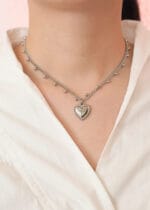 The Silver Heart Bond – Eternity Lockable Heart Day Collar – Stainless Steel Devotion Necklace - Image 4