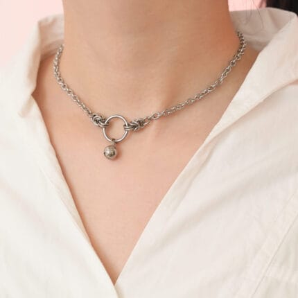 Bell O ring collar stainless steel eternity collar with audible bell charm