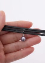 The Violet Obedience Bond – Triple Layered Leather Choker with Purple Pearl – Eternity Lockable Collar - Image 3