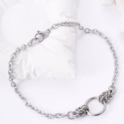 O ring anklet with lockable clasp for submissive jewelry and ownership wear
